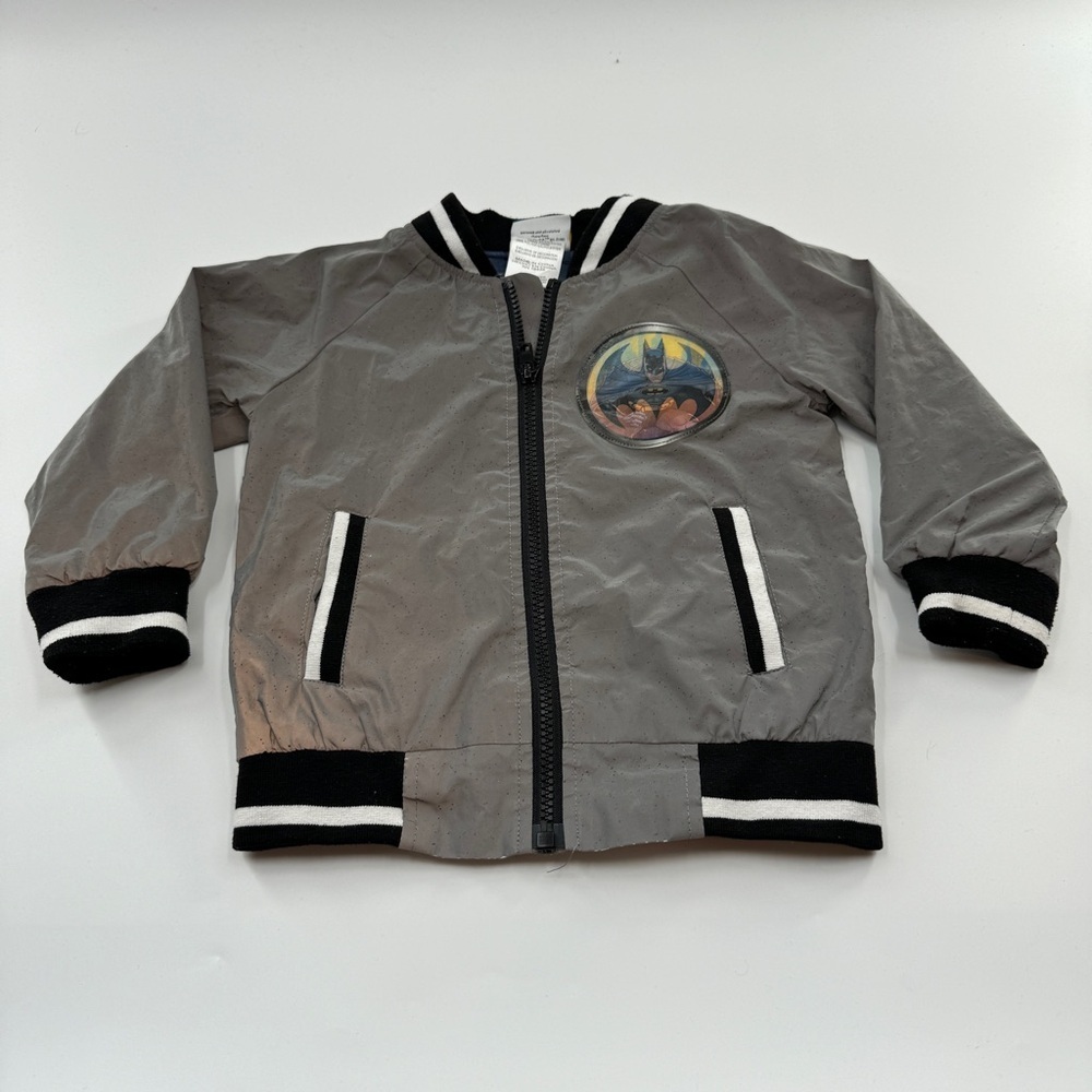Batman Reflective Zip-Up Jacket – Kids Size 3T, Holographic Logo